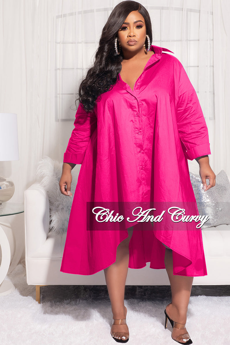 Shirt Dress in Fuchsia – Chic And Curvy